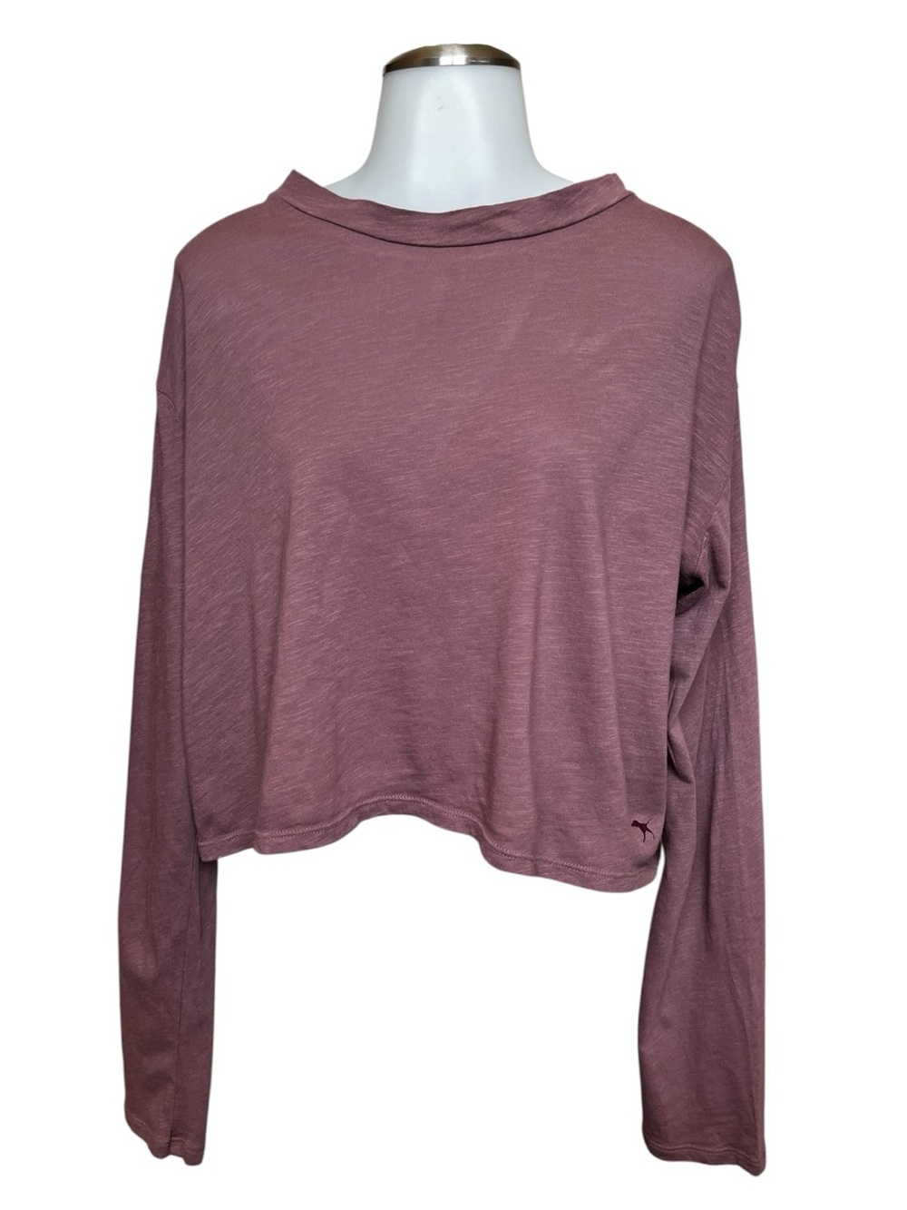 PINK Victorias Secret Size Small Mauve Long-Sleeve Cropped Top